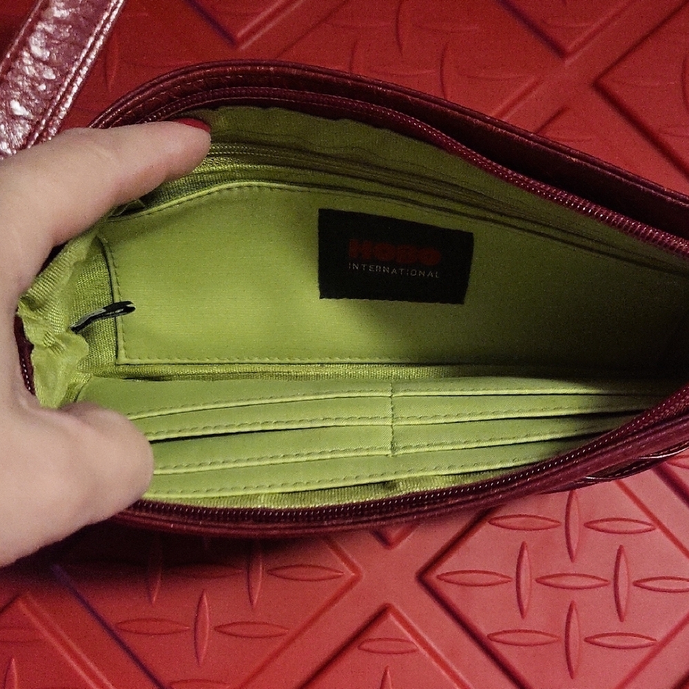 HOBO Rich Red Leather Clutch with Bow Accent - Picture 4 of 5
